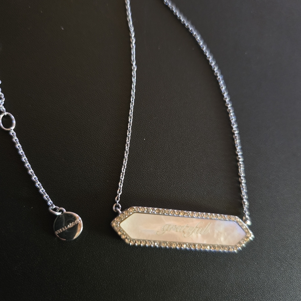 Stella & Dot Grateful Engraved Bar Necklace